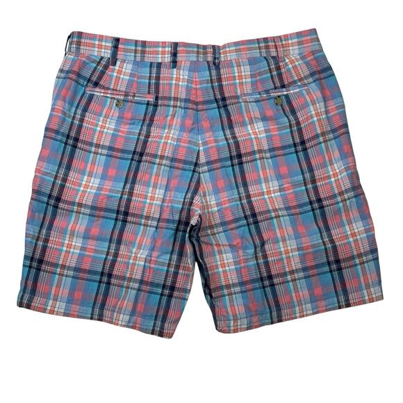 Peter Millar Plaid Golf Shorts Mens Size 38 Linen Cotton Silk Preppy Pastel - Picture 2 of 4